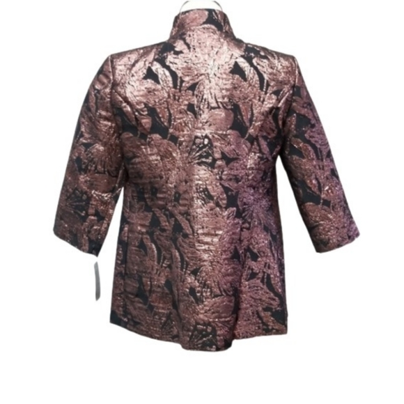 ποΈβ¬οΈπHOST PICKπ Alex Evenings Floral Metallic Jacquard Stand Collar Twinset - Picture 6 of 9
